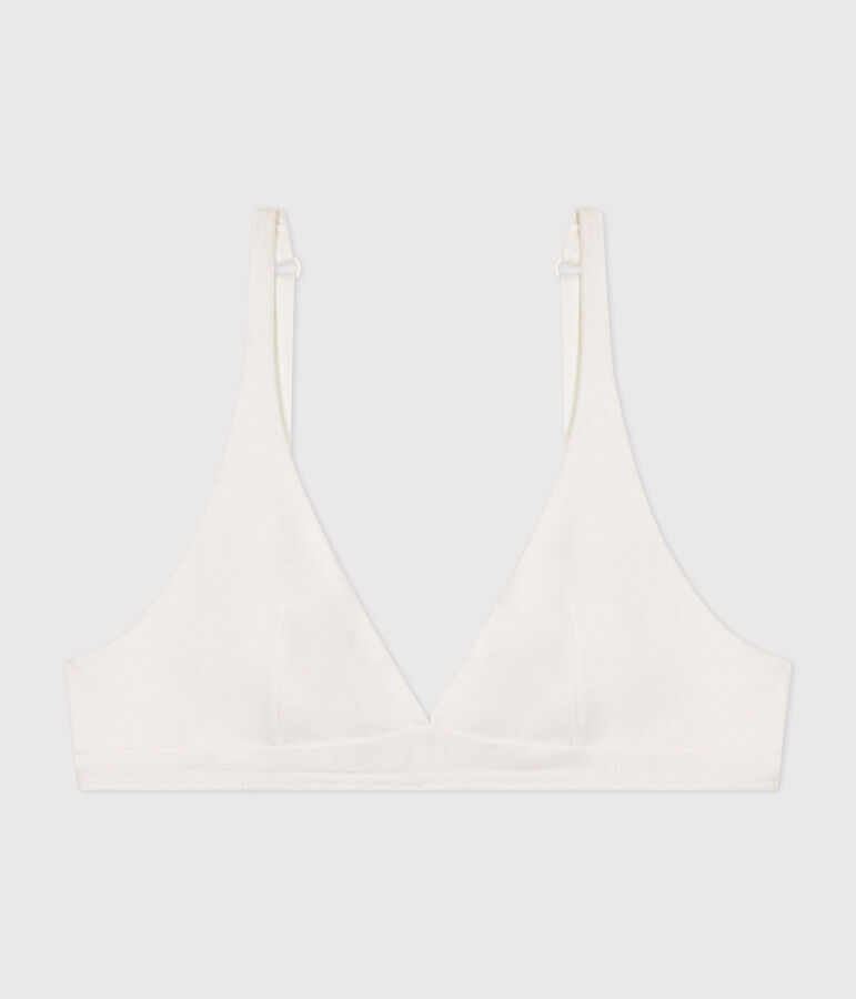 Soutien-gorge en coton et &eacute;lasthanne femme blanc MARSHMALLOW