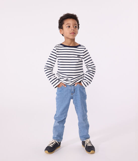 Marinière en coton enfant fille / garçon blanc MARSHMALLOW/bleu SMOKING