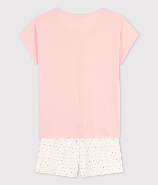 Pyjacourt fille rose en coton biologique rose/multicouleur