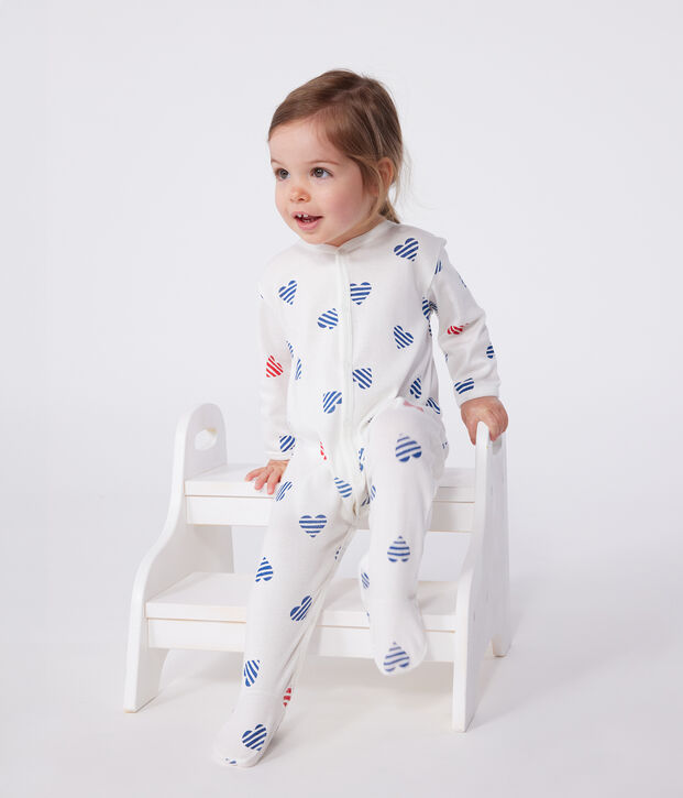 Pyjama b&eacute;b&eacute; en coton c&oelig;urs ray&eacute; blanc/multicouleur