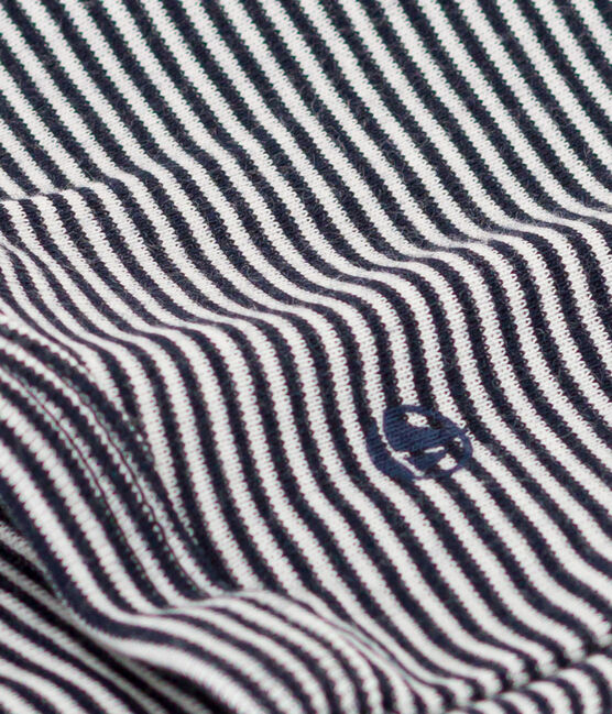 Body manches longues rayé à col en coton bébé bleu SMOKING/blanc MARSHMALLOW