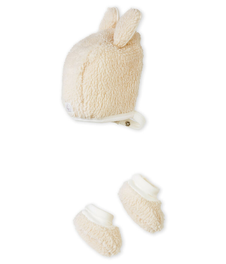 Ensemble b&eacute;guin et chaussons b&eacute;b&eacute; mixte blanc MARSHMALLOW