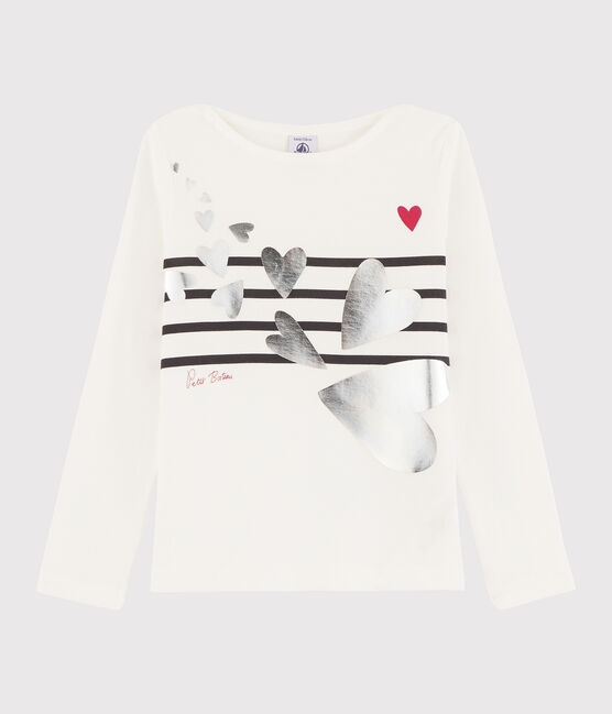 Tee-shirt sérigraphié enfant fille blanc MARSHMALLOW