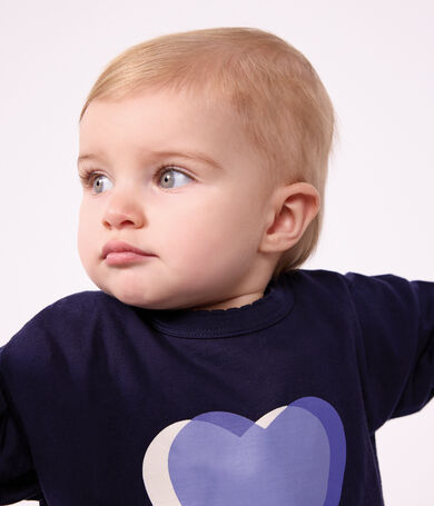 Tee-shirt b&eacute;b&eacute; en coton manches longues uni &agrave; motif