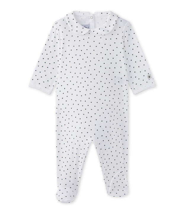 Dors bien b&eacute;b&eacute; fille imprim&eacute; c&oelig;urs blanc/bleu
