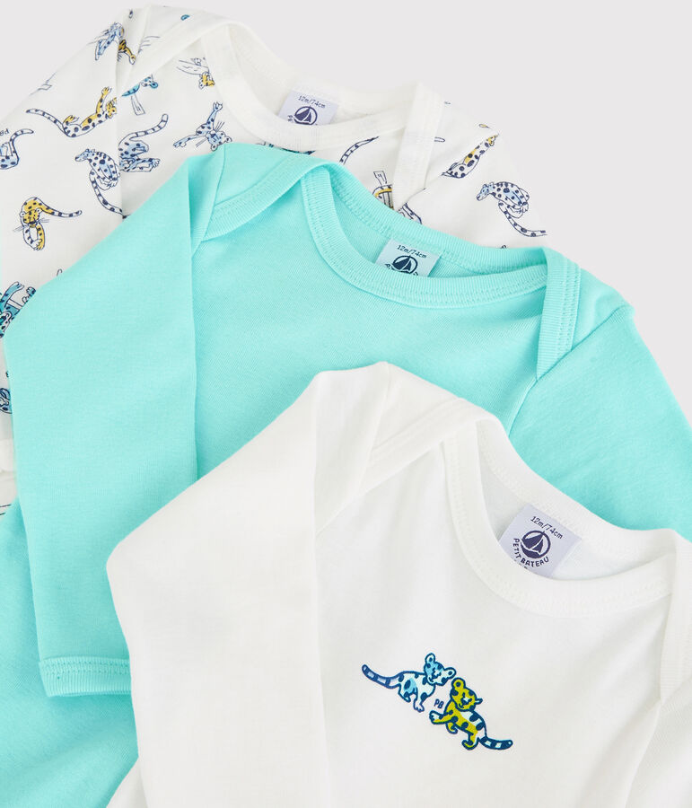 Lot de 3 bodies manches longues panth&egrave;res b&eacute;b&eacute; en coton biologique multicouleur