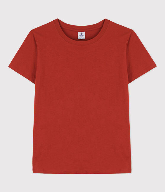Tee-shirt LE DROIT col rond en coton Femme rouge HARISSA