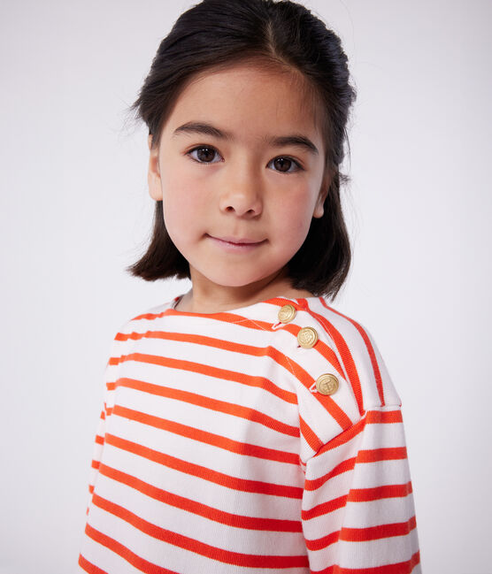 Robe enfant en coton manches longues à rayures rose FLEUR/ SPICY