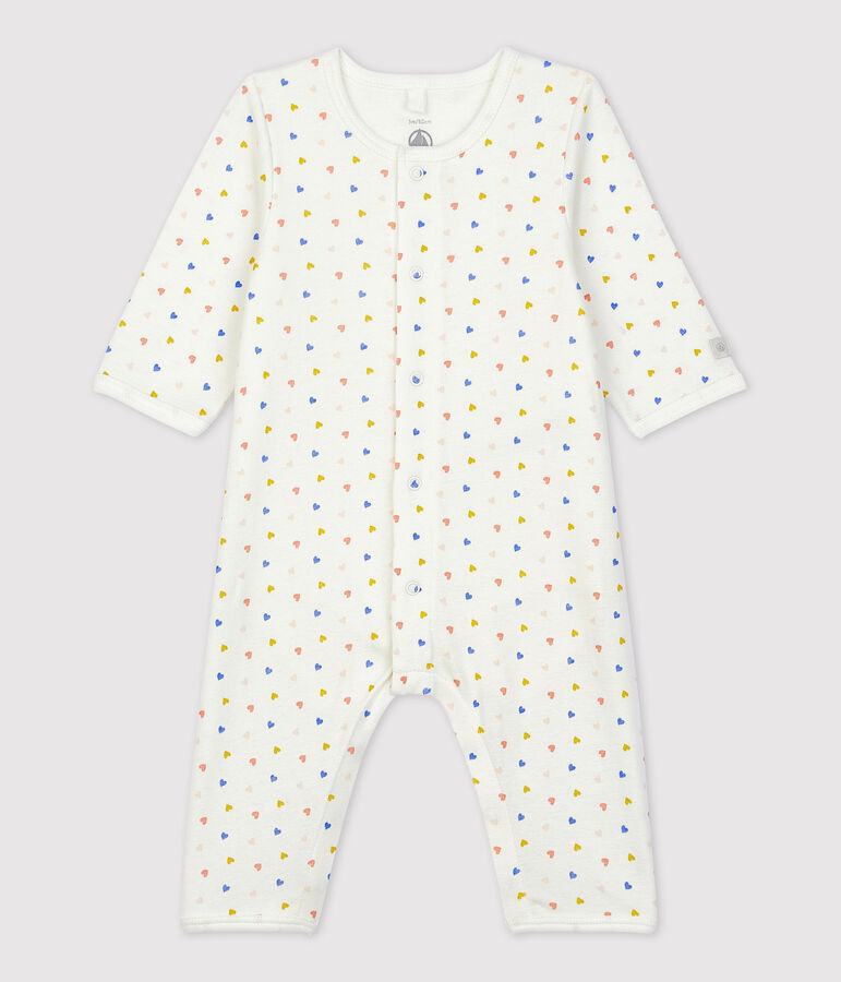 Bodyjama sans pieds  b&eacute;b&eacute; en coton biologique blanc MARSHMALLOW/blanc MULTICO