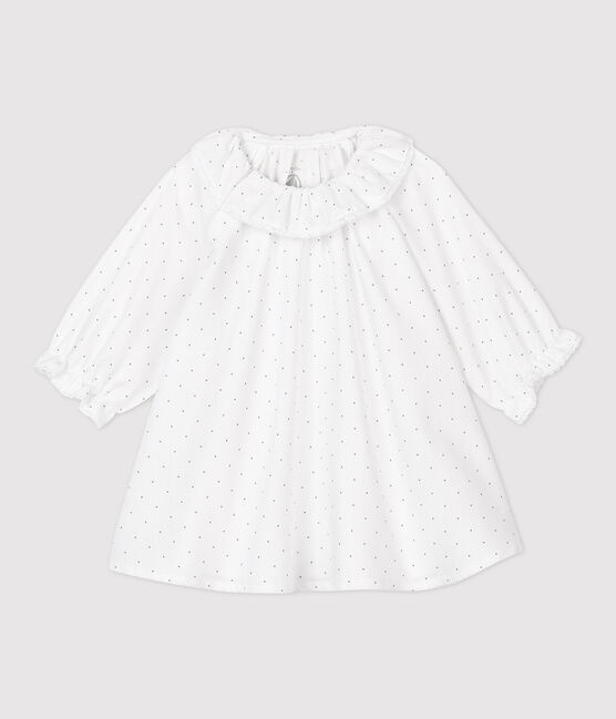 Robe à fleurs bébé fille twill en coton biologique blanc MARSHMALLOW/gris GRIS