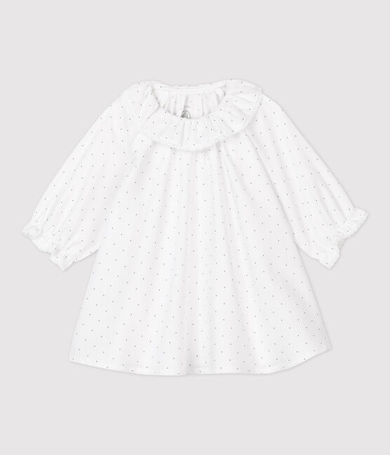Robe à fleurs bébé fille twill en coton biologique blanc MARSHMALLOW/gris GRIS