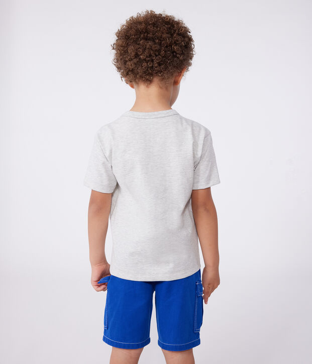 Teeshirt enfant en coton manches courtes imprim&eacute; gris chin&eacute; clair