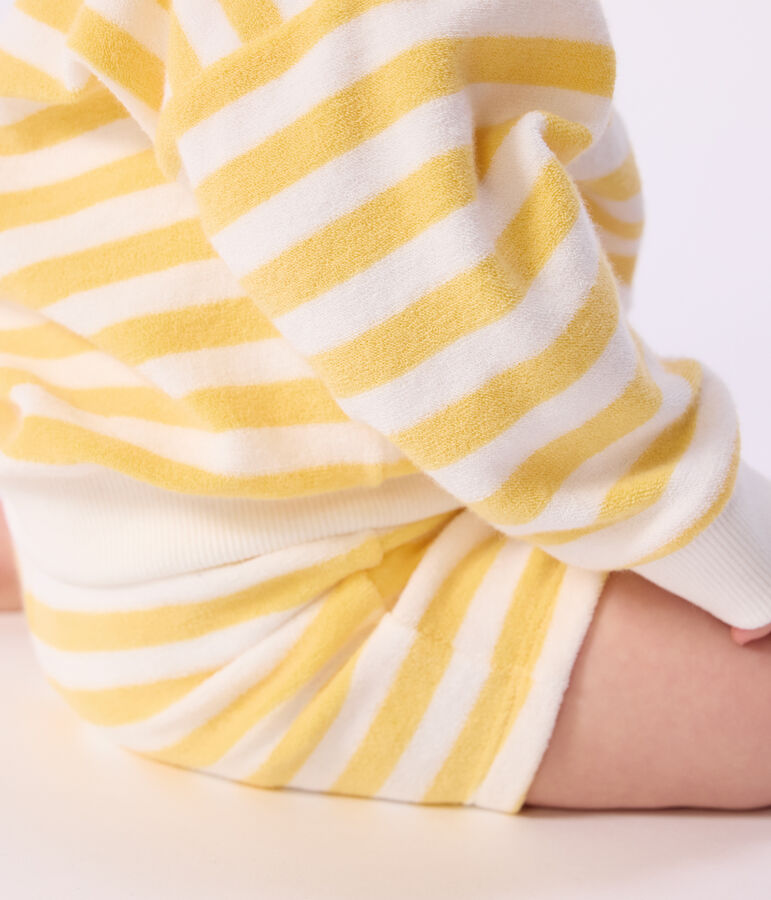 Sweatshirt &agrave; capuche b&eacute;b&eacute; en coton ray&eacute; jaune/blanc