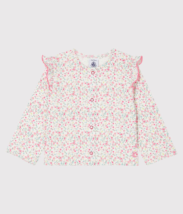 Cardigan l&eacute;ger imprim&eacute; b&eacute;b&eacute; fille blanc/multicouleur
