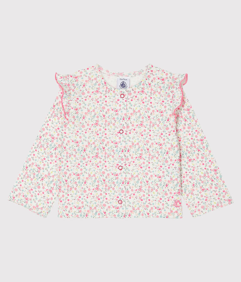 Cardigan l&eacute;ger imprim&eacute; b&eacute;b&eacute; fille blanc MARSHMALLOW/blanc MULTICO