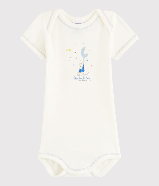Body manches courtes bébé garçon blanc Lait