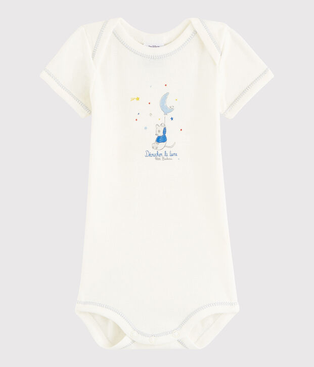 Body manches courtes b&eacute;b&eacute; gar&ccedil;on blanc Lait
