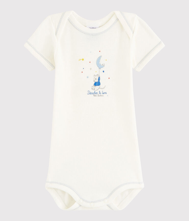 Body manches courtes b&eacute;b&eacute; gar&ccedil;on blanc Lait