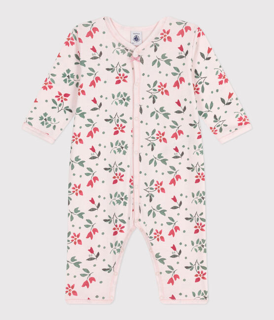 Pyjama bébé en coton sans pieds fleuri rose FLEUR/blanc MULTICO