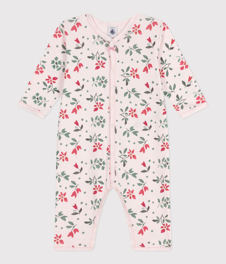 Pyjama b&eacute;b&eacute; en coton sans pieds fleuri rose FLEUR/blanc MULTICO