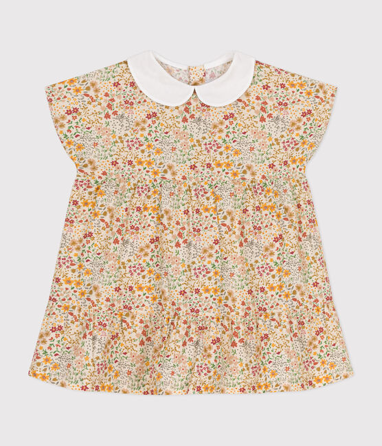 Robe manches courtes en popeline bébé blanc AVALANCHE/ MULTICO