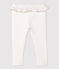 Legging en coton bébé. blanc MARSHMALLOW/gris ARGENT
