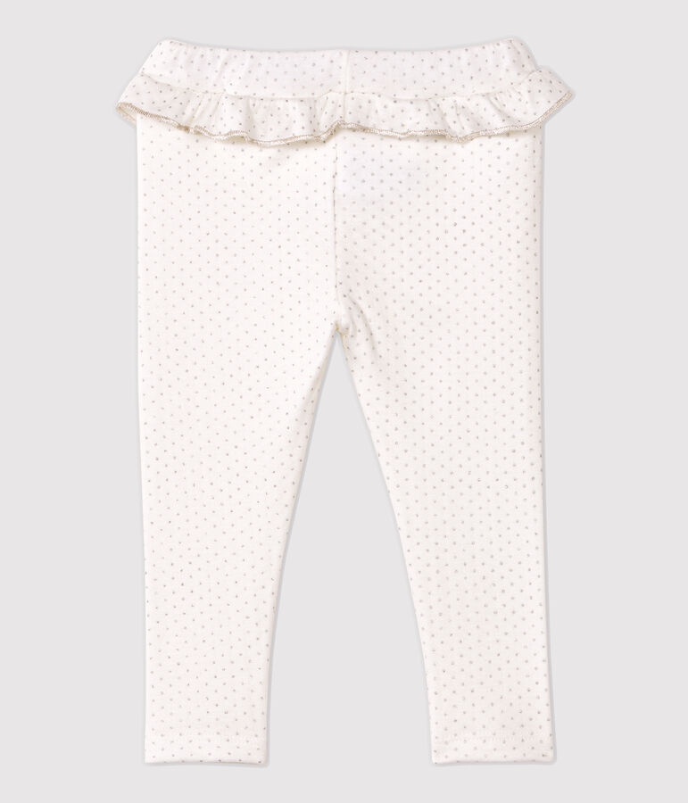 Legging en coton b&eacute;b&eacute;. blanc MARSHMALLOW/gris ARGENT