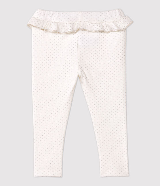 Legging en coton bébé. blanc MARSHMALLOW/gris ARGENT