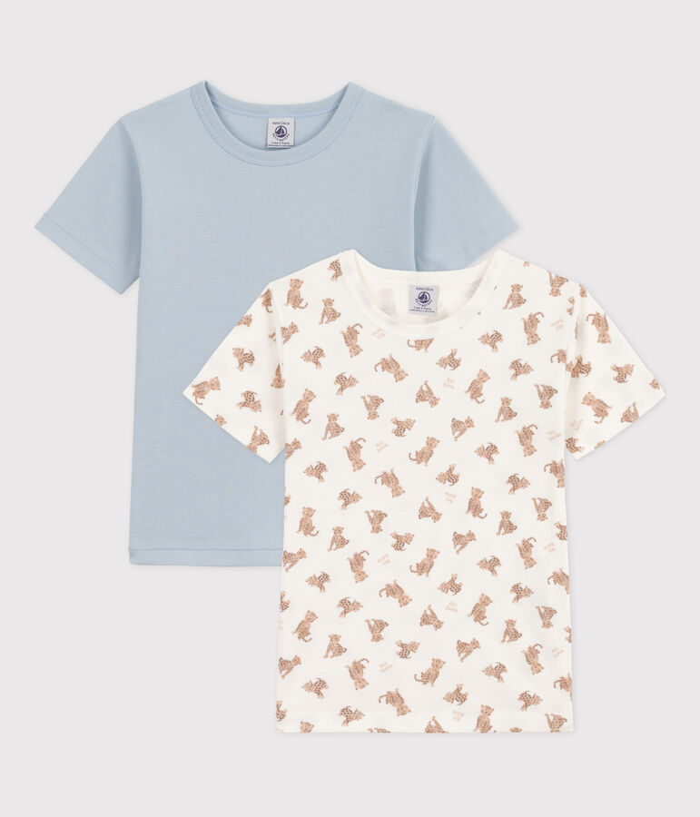 Lot de 2 tee-shirts manches courtes l&eacute;opards en coton petit gar&ccedil;on variante 1