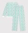 Pyjama femme en coton imprim&eacute; sapins blanc/multicouleur
