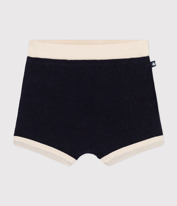 Short en bouclette &eacute;ponge b&eacute;b&eacute; bleu marine