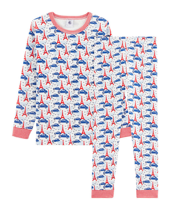Pyjama petit gar&ccedil;on coupe tr&egrave;s ajust&eacute;e blanc/multicouleur