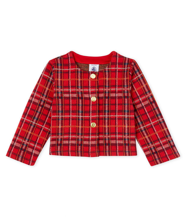 Cardigan b&eacute;b&eacute; fille &agrave; carreaux rouge/multicouleur