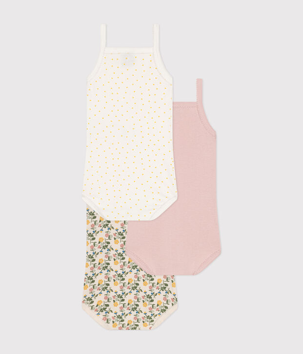 Lot de 3 bodies bretelles fleurs en coton b&eacute;b&eacute; multicouleur