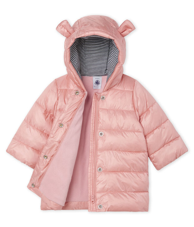 Doudoune b&eacute;b&eacute; fille en polyamide satin&eacute; rose clair