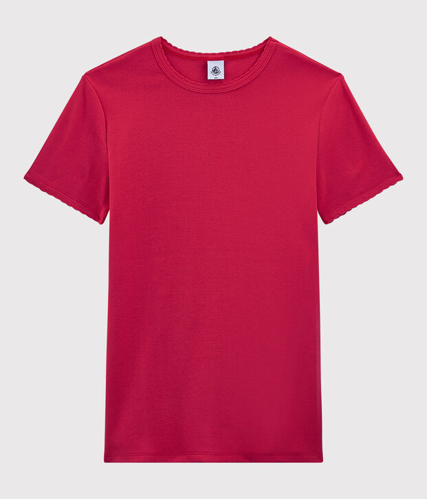 T-shirt col rond iconique en coton Femme rose