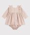 Robe b&eacute;b&eacute; en coton imprim&eacute; graphique &eacute;cru/blanc