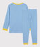 Pyjama rayé milleraies en coton enfant bleu BRASIER/gris MARSHMALLOW