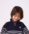 Sweatshirt col camionneur enfant en coton &agrave; rayures bleu/blanc