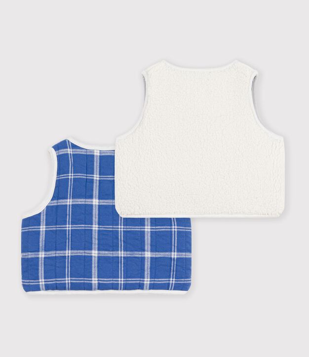 Gilet b&eacute;b&eacute; en flanelle et sherpa sans manches &agrave; carreaux &eacute;cru/multicouleur
