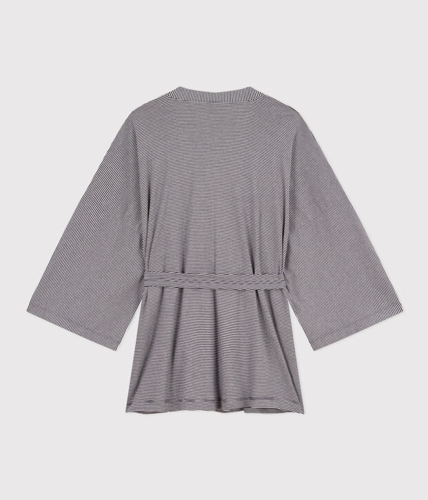 Kimono ray&eacute; femme bleu/blanc