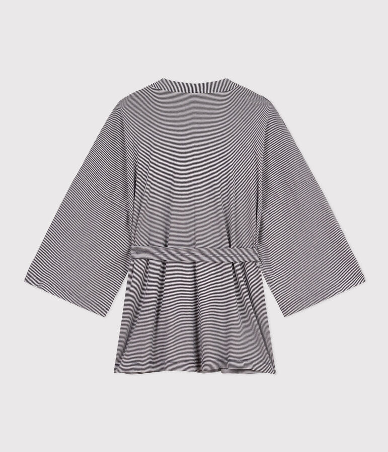 Kimono ray&eacute; femme bleu SMOKING/blanc MARSHMALLOW