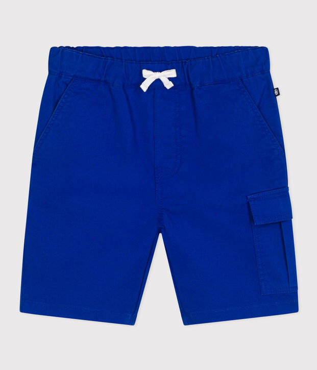 Bermuda en toile de coton enfant gar&ccedil;on bleu