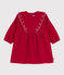 Robe bébé en velours côtelé manches longues unie rouge TERKUIT