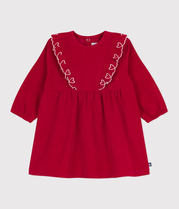 Robe bébé en velours côtelé manches longues unie