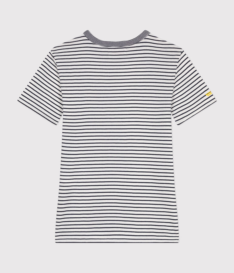 Tee-shirt L'Iconique Monsieur Madame en coton femme blanc MARSHMALLOW/bleu SMOKING