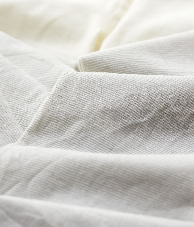 Collants en microfibre &agrave; paillettes  enfant fille blanc MARSHMALLOW/gris ARGENT