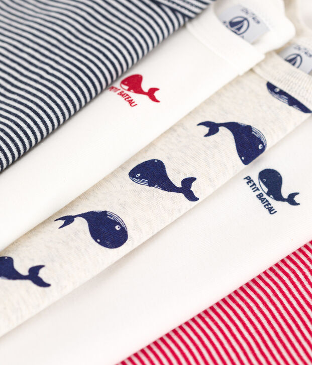 Lot de 5 bodies manches courtes baleines en coton multicouleur