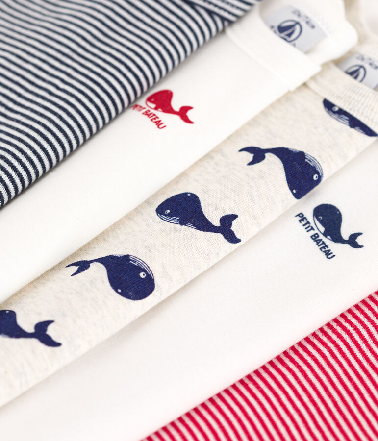 Lot de 5 bodies manches courtes baleines en coton variante 1