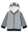 Sweatshirt à capuche bébé garçon en rayure marinière doublé de sherpa blanc MARSHMALLOW/bleu SMOKING CN